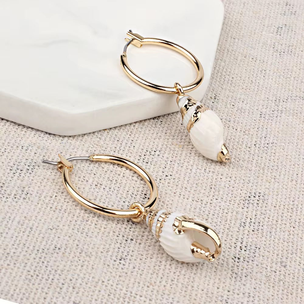 Maya shell hoop earrings