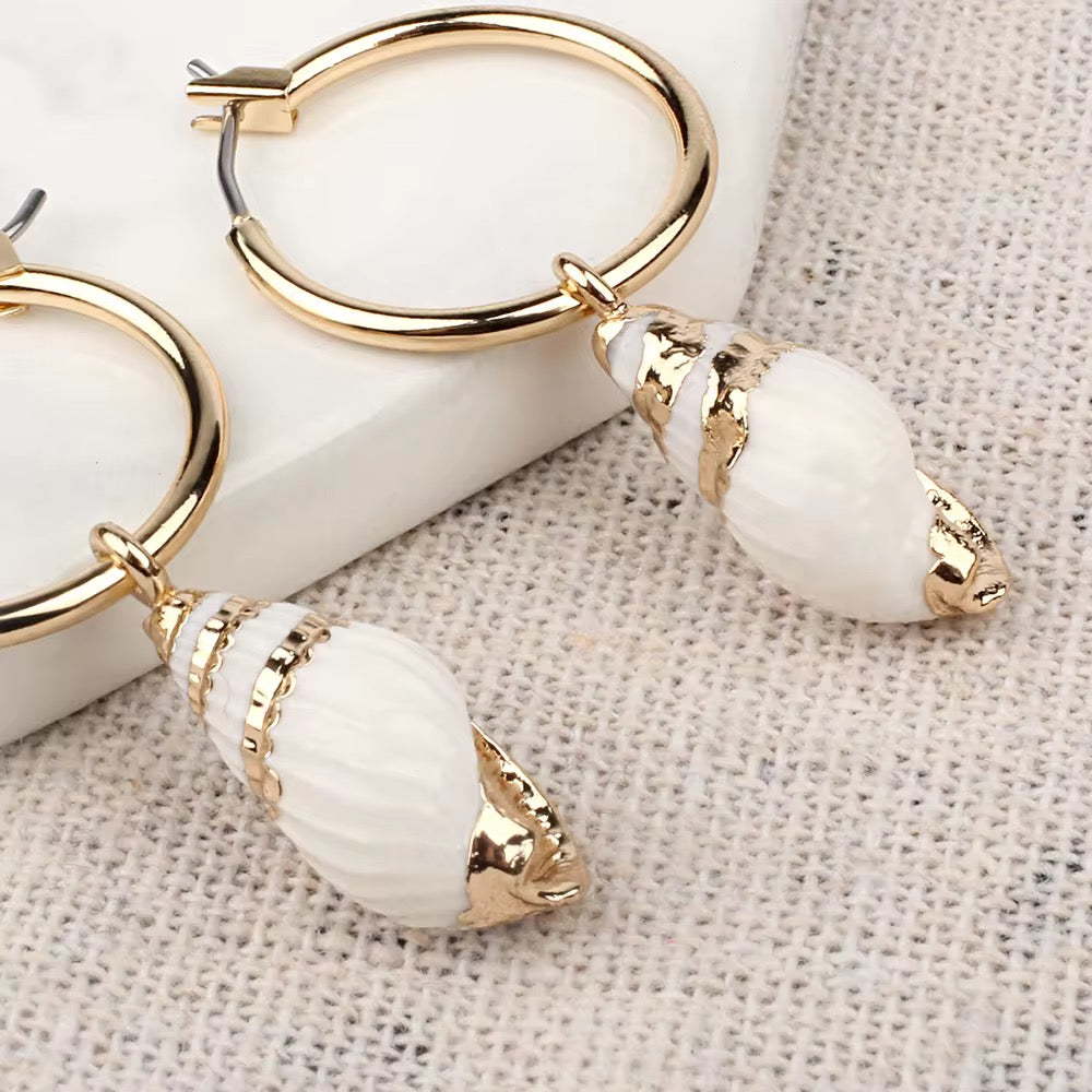Maya shell hoop earrings