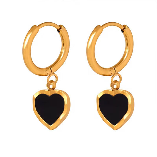 Mika black heart hoop earrings
